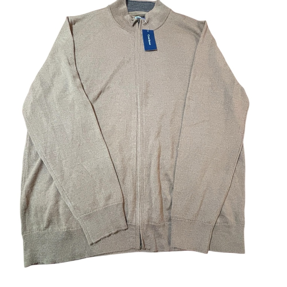 Club Room Men's Light Beige Full-Zip Knit Sweater